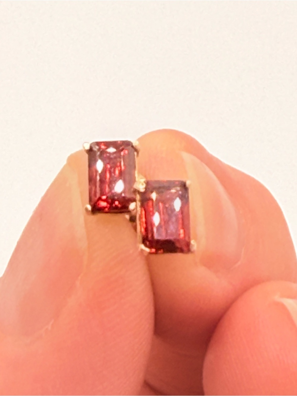 14K Yellow Gold Garnet Stud Earrings